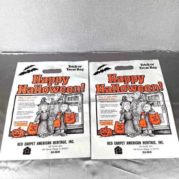 2 VTG 90s Halloween Trick or Treat Bags Lot McGruff Crime Dog American Heritage - Picture 1 of 4